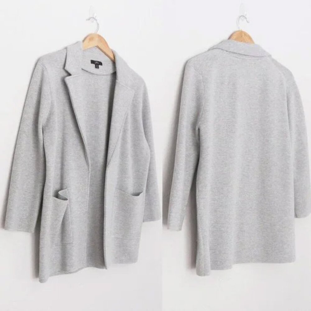 J.Crew Sophie Open Front Sweater Knit Blazer Jacket M Gray Grey Merino Wool $168 - Picture 15 of 16